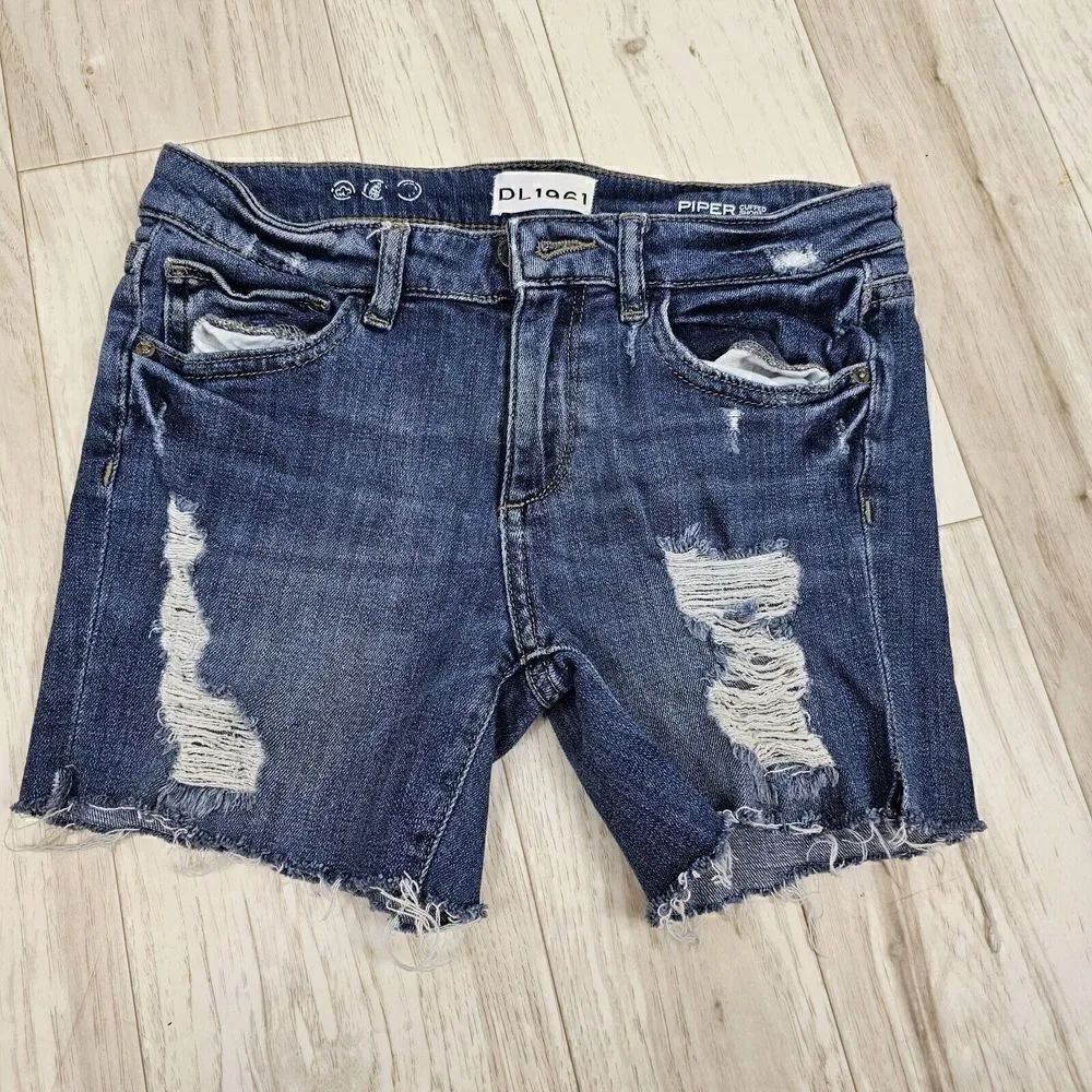 DL1961 Girls Size 14 Blue Jean Denim Cut Off Raw Hem Shorts